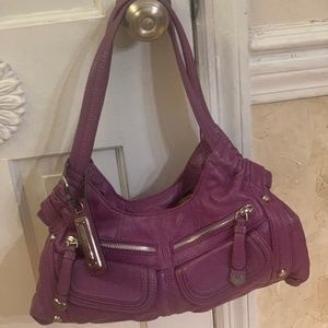 B. Makowski All Leather Purple Satchel